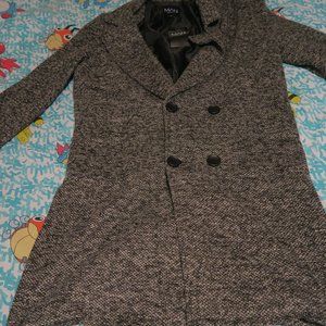 Boohoo Man Textured 3/4 Smart Lined Overcoat Grey XL New NWT MZZ61404